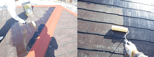屋根塗装前のサビ止め塗装