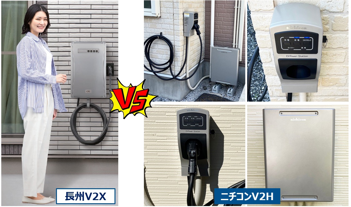 「長州産業マルチV2Xシステム」vs「ニチコンV2Hプレミアム」サイズを比較！