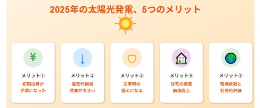 2025年の太陽光発電、5つのメリット