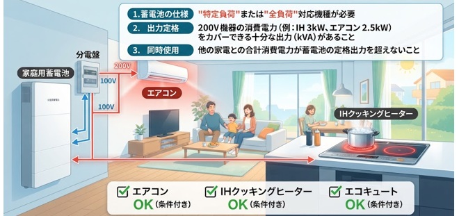 蓄電池で200V家電はどこまで使える?停電時のエアコン・IHの使用条件を解説