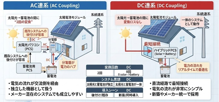 蓄電池の「AC連系」と「DC連系」で変わる“電気の流れ”