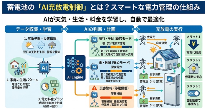 家庭用蓄電池のAI充放電制御の仕組み
