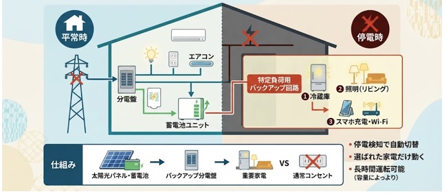 蓄電池の「バックアップ回路」とは?停電時に使える家電と仕組みを解説