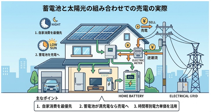 蓄電池と太陽光の組み合わせでの売電の実際
