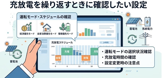 蓄電池が充放電を繰り返すときの設定確認