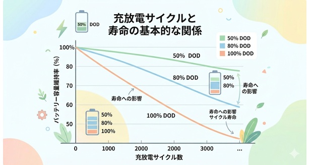 蓄電池の充放電サイクルと寿命の関係