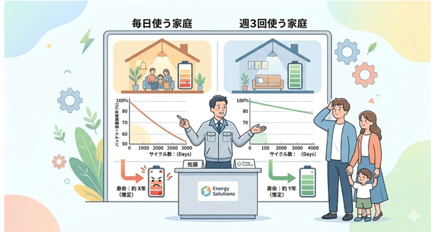 蓄電池を毎日使う家庭と週3回の家庭では寿命はどのくらい違う？