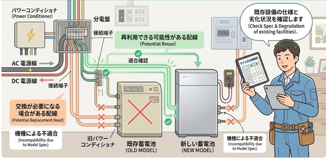 蓄電池の交換で配線はどこまで再利用できる？