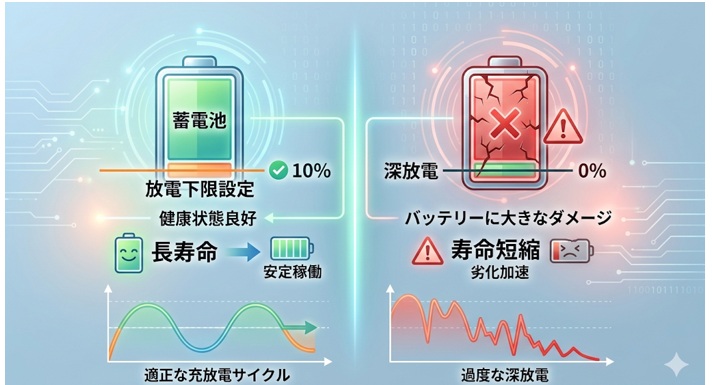 蓄電池の放電下限の設定も重要