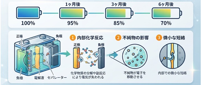 蓄電池の自己放電とは?自己放電の原因と仕組みを解説