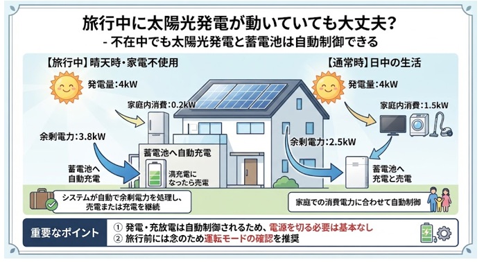旅行中に太陽光発電の稼働は大丈夫？