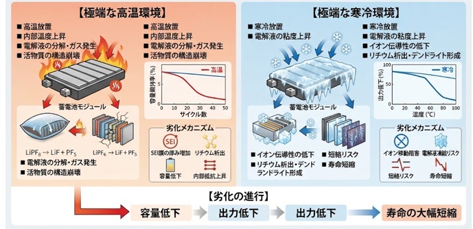 蓄電池を放置する環境が劣化に与える影響