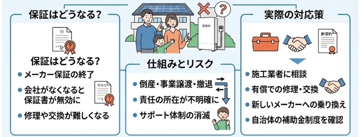 蓄電池メーカーが倒産・撤退したらどうなる?保証・修理・部品供給を解説