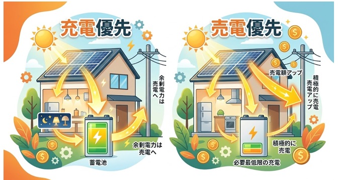 蓄電池の充電優先と売電優先の違いは?