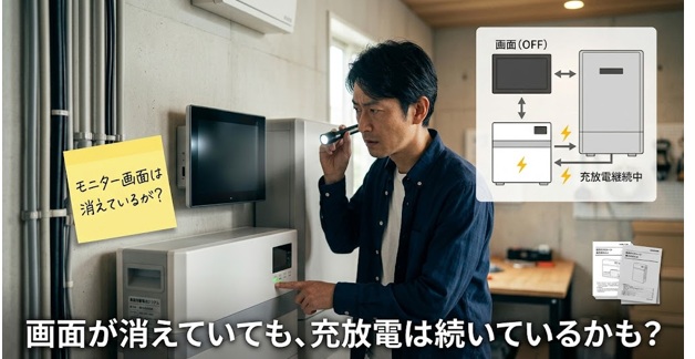 モニターが消えても蓄電池本体は正常稼働?