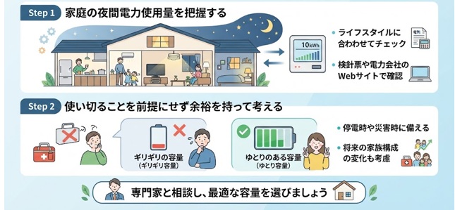 夜間の電力使用量に合った蓄電池の選び方