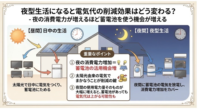 夜型生活の電気代の削減効果は？