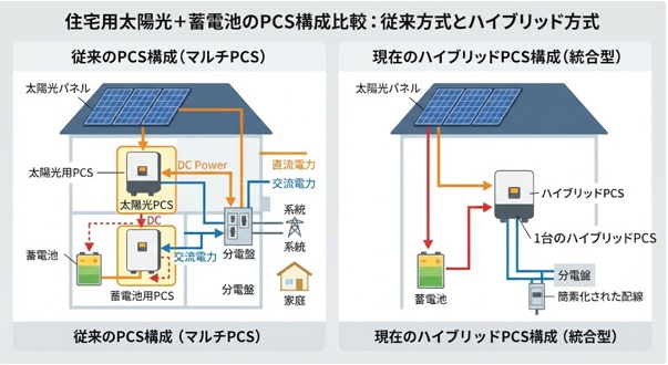ハイブリッドPCS従来のPCS構成の違い