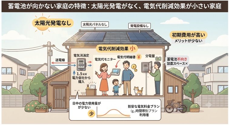 蓄電池が向かない家庭の特徴