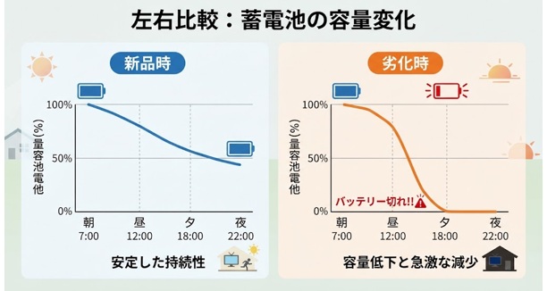 蓄電池の容量低下を見抜く方法