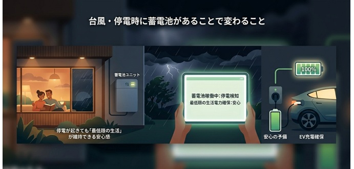 蓄電池があると台風、停電時に生活が変わる?
