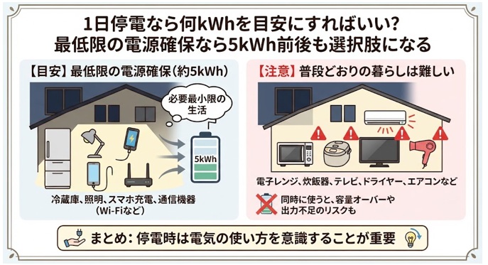 1日停電に必要な蓄電池容量の目安は?