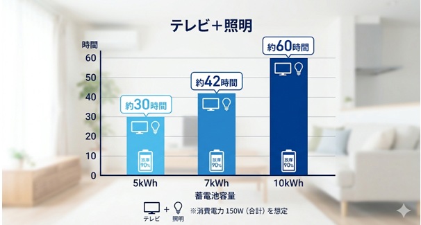 蓄電池の容量別・稼働時間の試算