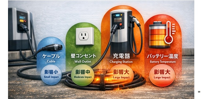 充電効率を高めるためのケーブル以外の要素は？