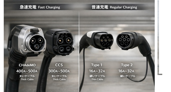 急速充電ケーブルと普通充電ケーブルの違い