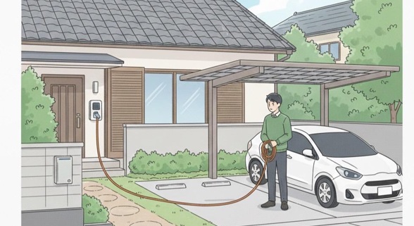 電気自動車(EV)の充電口は車種で左右が違う