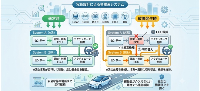 レベル4自動運転に必須の「フェールオペレーショナル」とは?安全設計を解説