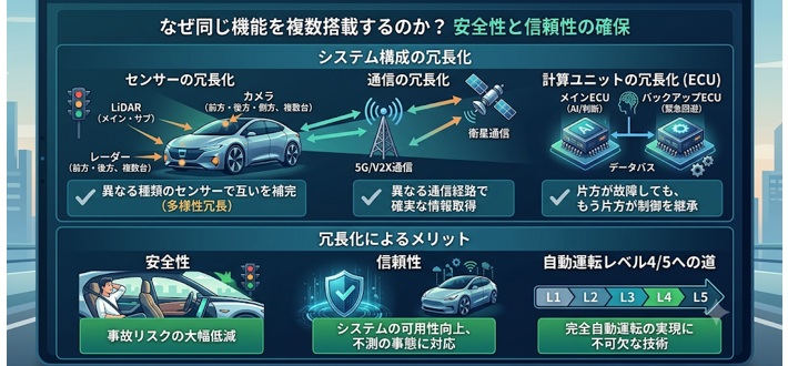 自動運転の「冗長化」とは?なぜ同じ機能を複数搭載するのか?
