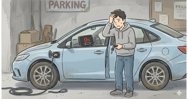 EVは長期間放置すると完全に電池がゼロになることがある