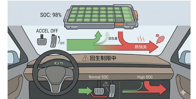 バッテリーのSOCが高い時の回生制限という問題