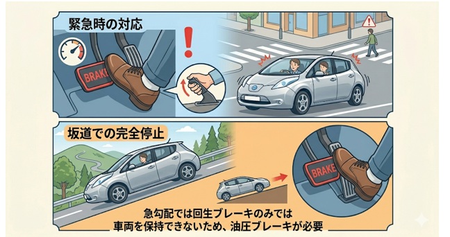 ブレーキペダルを使わざるを得ない場面