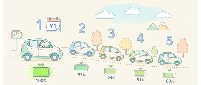 EVのバッテリー容量は毎年どれくらい減少?劣化の目安を解説