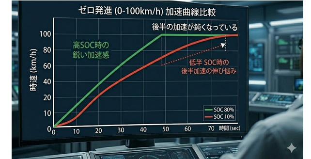 低SOC時の加速性能低下の体感と実際の差