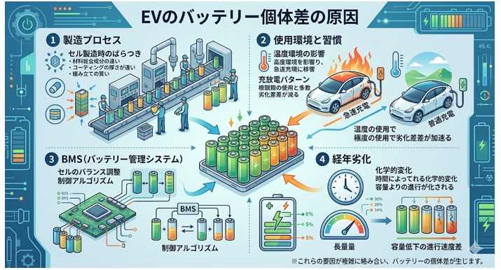 EVバッテリー個体差が生まれる原因は？