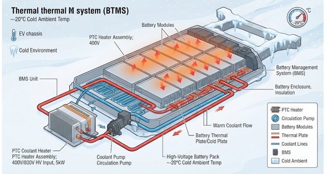 EVの「BTMS」の加熱方式