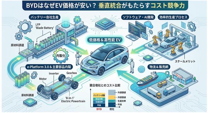 BYDはなぜ安い?EV価格を支える垂直統合の仕組みを解説