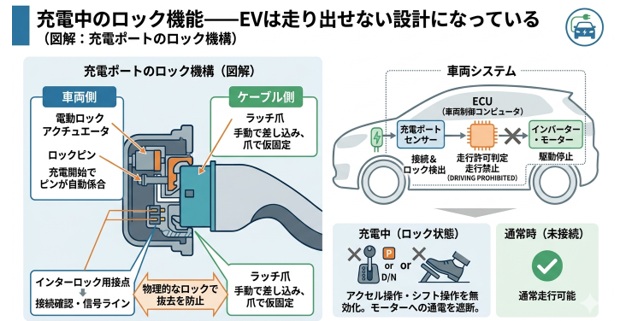 充電中のロック機能とは？EVは発進できない？