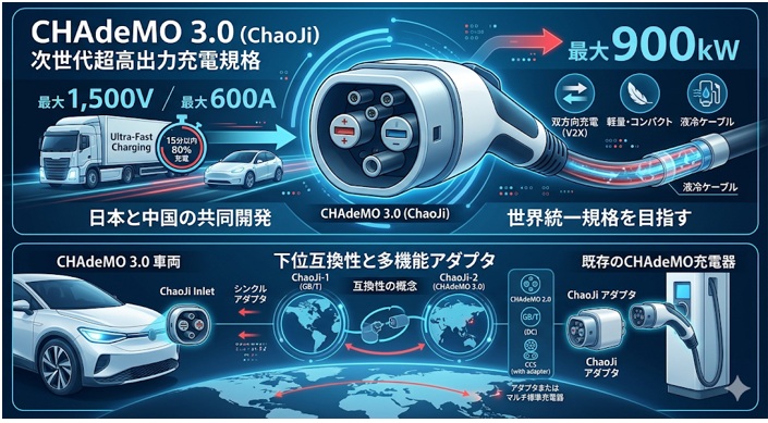CHAdeMO 3.0（ChaoJi）の特徴は？