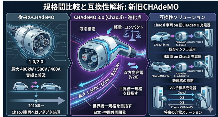 従来CHAdeMOとCHAdeMO 3.0の違いは？