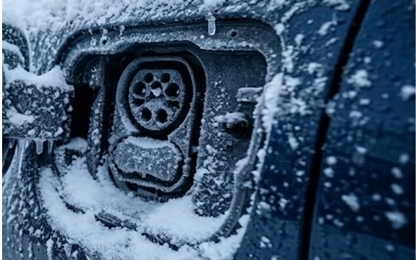 EV充電口は雪や氷で凍ることがある
