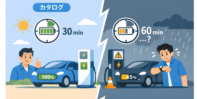 EVの充電時間が想定より長くなる原因｜カタログとの差と対策を解説