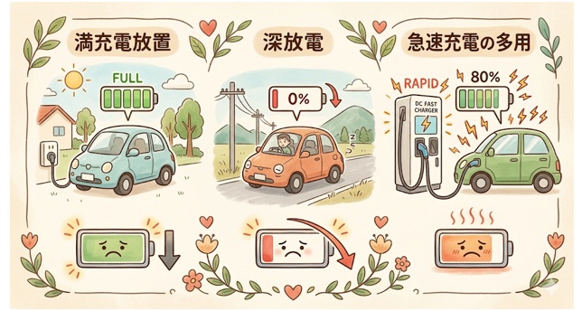 EVバッテリーを劣化させる充電スタイル