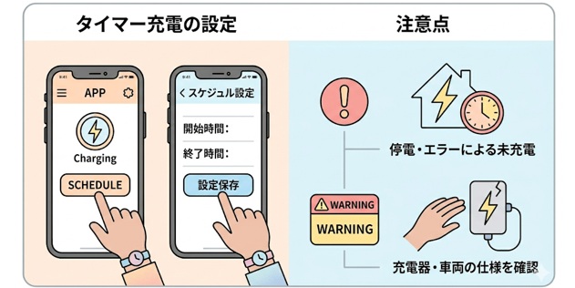 EVのタイマー充電の設定方法と注意点