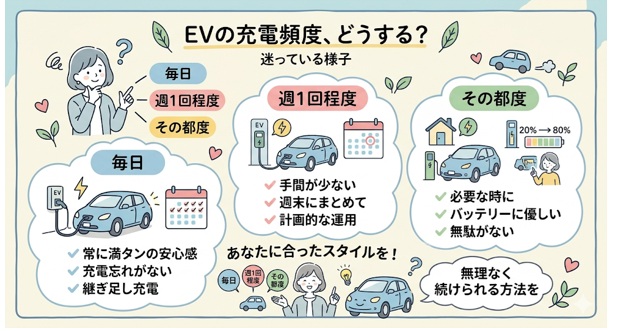 EVの充電頻度はどれが正解？毎日・週1・都度の最適解を解説