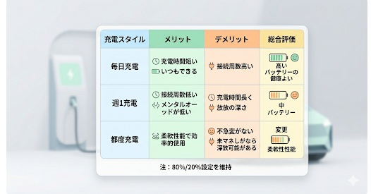 毎日・週1・都度充電のメリットとデメリット比較