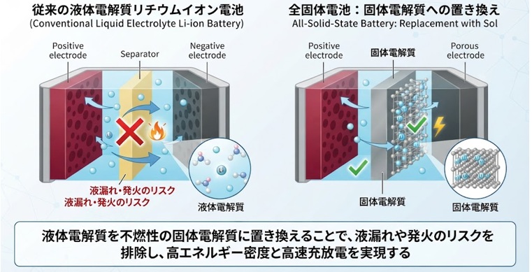 EVの「固体電解質」とは?液体電解質との違い・種類・課題を解説